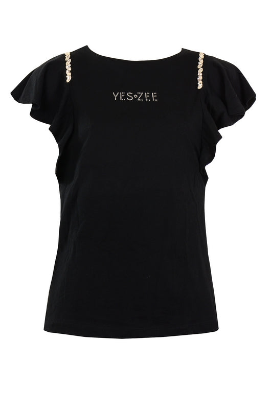 T-Shirt Donna Girocollo con Diamanti