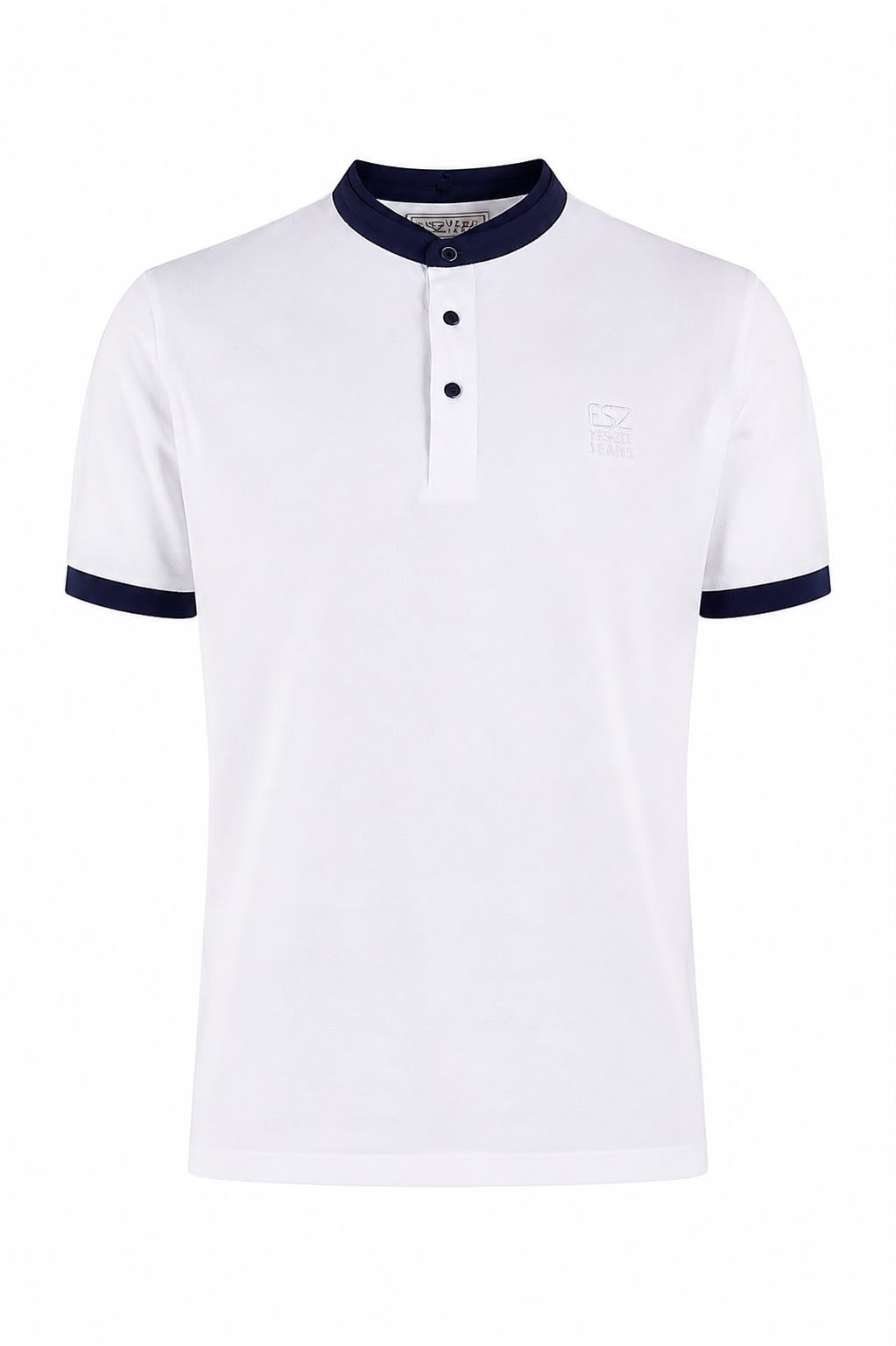 Polo Bianca con Colletto Blu Uomo