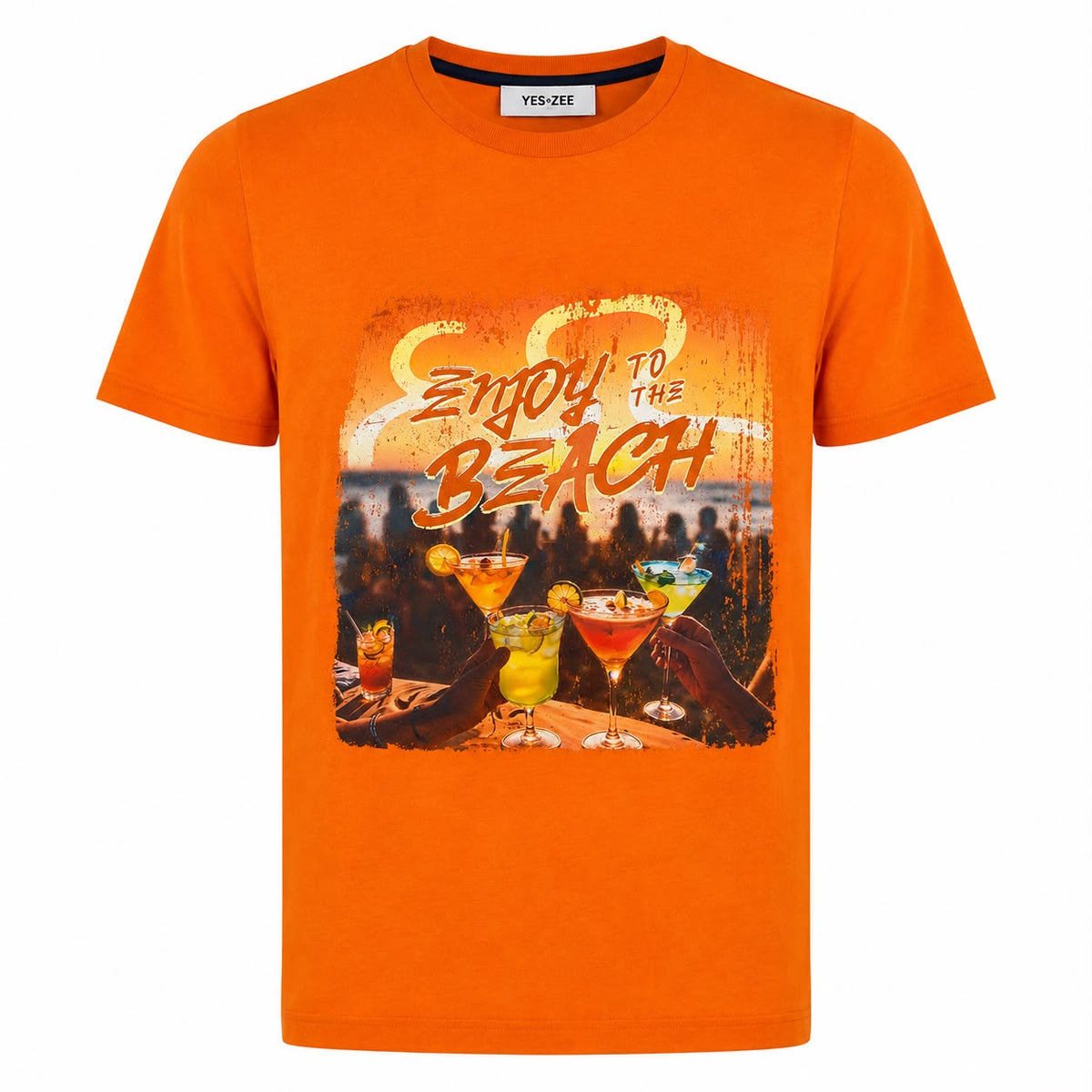 T-Shirt Arancione Beach Uomo Casual