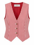 Gilet Donna Yes-Zee Urban Chic Righe Rosse e Bianche