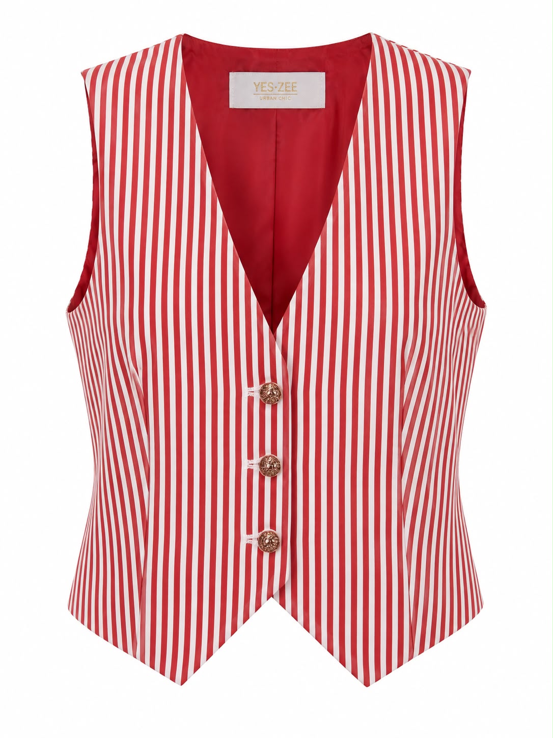 Gilet Donna Yes-Zee Urban Chic Righe Rosse e Bianche